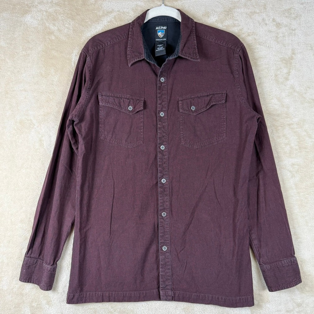 KUHL Mens Burgundy Long‎ Sleeve Button Up Shirt Cotton Size Small Outdoor Casual
